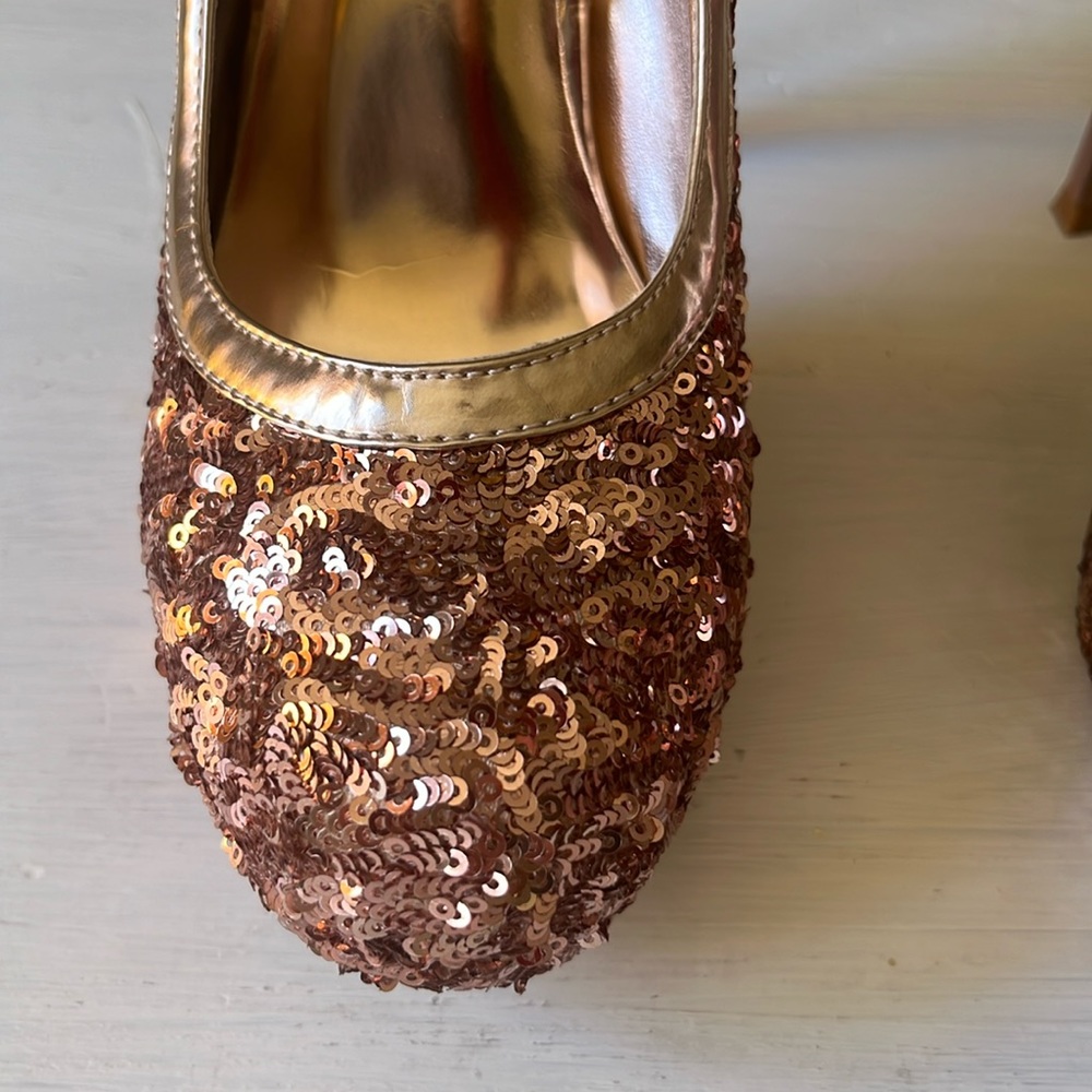 Vintage rose gold sequinned platform heels